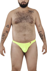 Bright neon yellow pikante PIK 0978X Angola thongs with small red and white logo on left hip in green color
