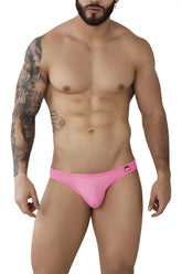 Pikante pik 0979 angola bright pink form-fitting swim trunks with sleek modern design and brand logo on waistband