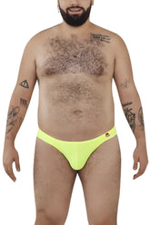 Bright neon yellow briefs with a red and white logo on the waistband from pikante PIK 0979X angola jockstrap color green