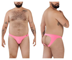 Back view of a bright pink Pikante PIK 0979X Angola jockstrap thong with a cutout and form-fitting design