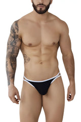 Black Pikante PIK 0983 Novo thong with white trim showing the back side in a comfortable lightweight fabric