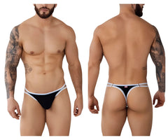 Black pikante pik 0983 novo thong with white trim and small logo on the backband shown from the back side