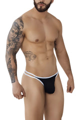 Black and white pikante PIK 0983 novo thong with sleek form-fitting design showing the back side