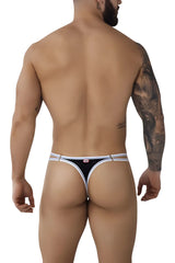 Black and white Pikante PIK 0983 Novo thong with subtle dotted pattern and brand logo on waistband front side
