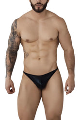 Black glossy material briefs from pikante pik 1014 salerno thongs showing the front side design