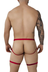 Red fabric thong jockstrap with adjustable straps and grommet details from pikante pik 1017 avellino in red