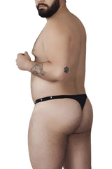 Black Pikante PIK 1025X Perusa thong with silver snap buttons showcasing the front design