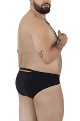 Black Pikante PIK 1026X Verona briefs with sleek smooth fabric and cut-out waistband detailing front view