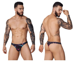 Black pikante pik 1077 nucleus briefs with vibrant pink blue and white geometric pattern for comfortable wear