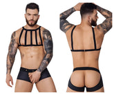 Black pikante pik 1086 hard harness jockstrap with strappy front design and back-fastening straps for men
