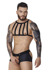Black strappy Pikante PIK 1086 hard harness jockstrap with sleek form-fitting design and adjustable straps