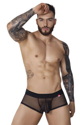 Black sheer mesh briefs pikante pik 1090 burly mesh trunks with solid black waistband and small red logo on the side
