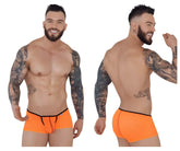 Bright orange pikante piks 1273 sonar trunks with black trim and central zipper detail briefs design