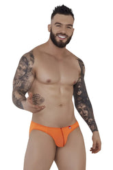Bright orange Pikante PIK 1277 Sonar briefs with central zipper and small red logo on the left hip