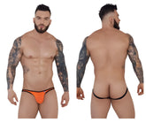 Orange and black pikante PIK 1280 sonar jockstrap thong with low-rise design shown from the back side