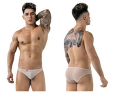 White sheer mesh briefs pikante pik 1822 luxury briefs beige with small red logo on waistband