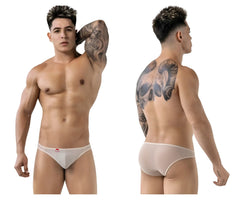 White sheer mesh briefs pikante pik 1822 luxury briefs beige with small red logo on waistband