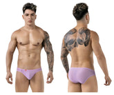 Lavender-colored sheer mesh briefs pikante pik 1822 luxury briefs with a small red logo on the front