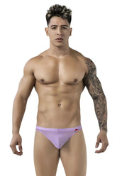 Lavender-colored pikante pik 1823 luxury thongs with a small red logo on the sideband in lilac color