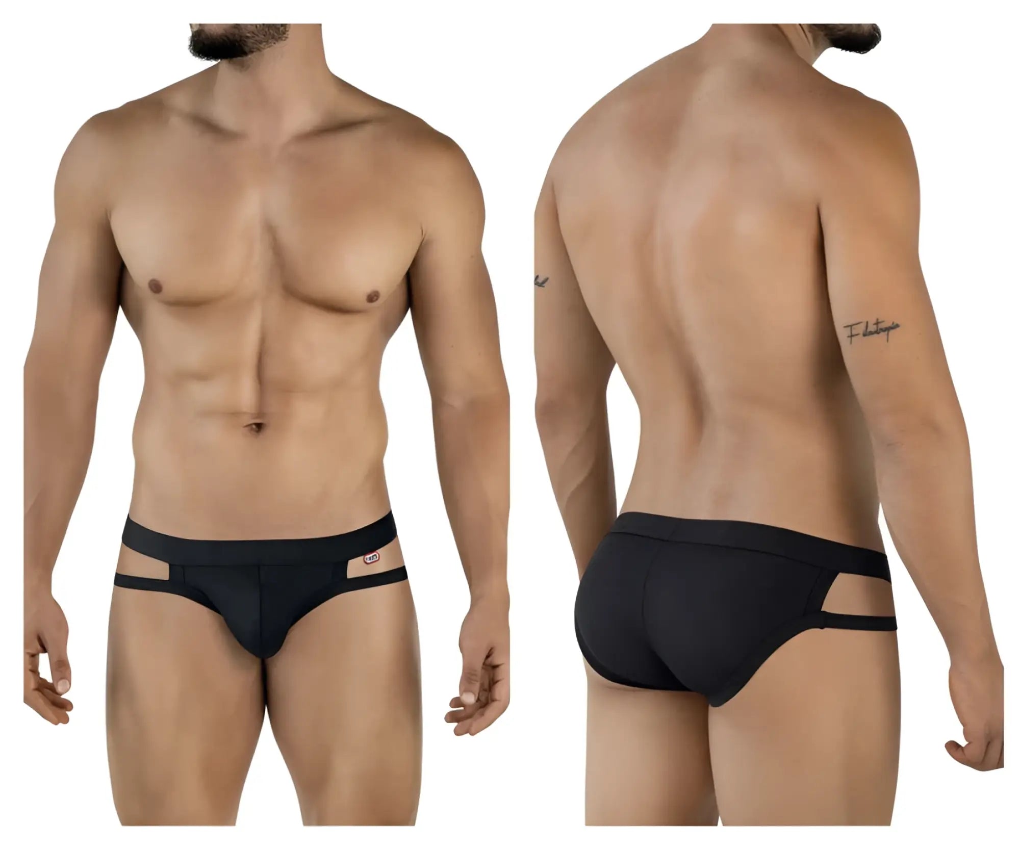 Black pikante pik 2114 lenox briefs with sleek form-fitting design and distinctive side cutouts for comfortable wear