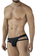 Pikante pik 2114 lenox briefs black sleek form-fitting black mens briefs with distinctive side cutout details