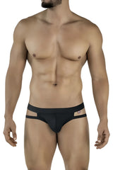 Pikante piks 2114 lenox men’s black briefs with sleek form-fitting design and distinctive side cut-out details