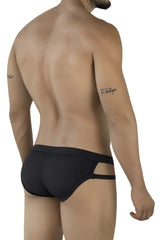 Black pikante pik 2114 lenox briefs featuring sleek form-fitting design with two horizontal side cutouts