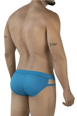Blue pikante pik 2114 lenox briefs featuring sleek form-fitting design with side cutouts made for athletic use
