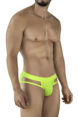 Bright neon green Pikante PIK 2114 Lenox briefs with an athletic cut and distinctive open-cut design