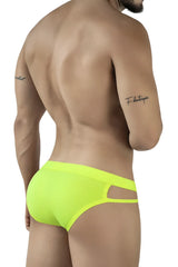 Bright neon yellow pikante pik 2114 lenox briefs with sleek form-fitting design and side cut-out detailing