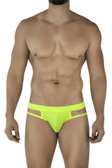 Pikante pik 2114 lenox briefs neon green athletic briefs with form-fitting design and cut-out side panels