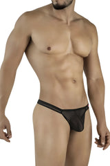 Black sheer mesh thong with solid black waistband by pikante pik 2115 amusing thongs shown from the back side