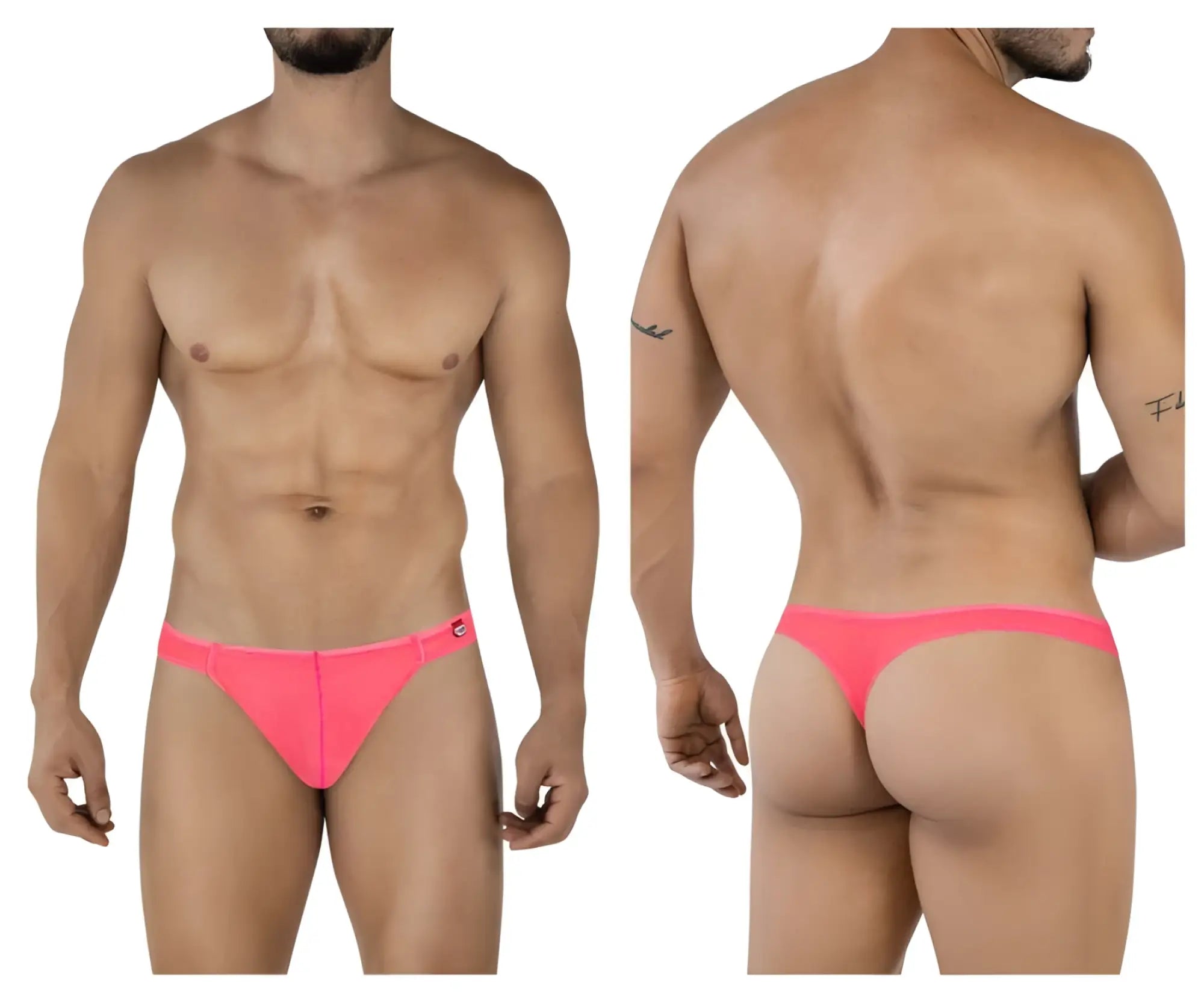 Bright pink seamless fabric briefs with minimalist design and small logo on the side by pikante pik 2115 amusing thongs
