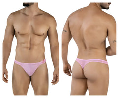 Pink thong with small red logo on sideband in lilac pikante pik 2115 amusing thongs front view