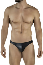 Black glossy leather thong from pikante pik 2119 candy thongs collection shown from the back side