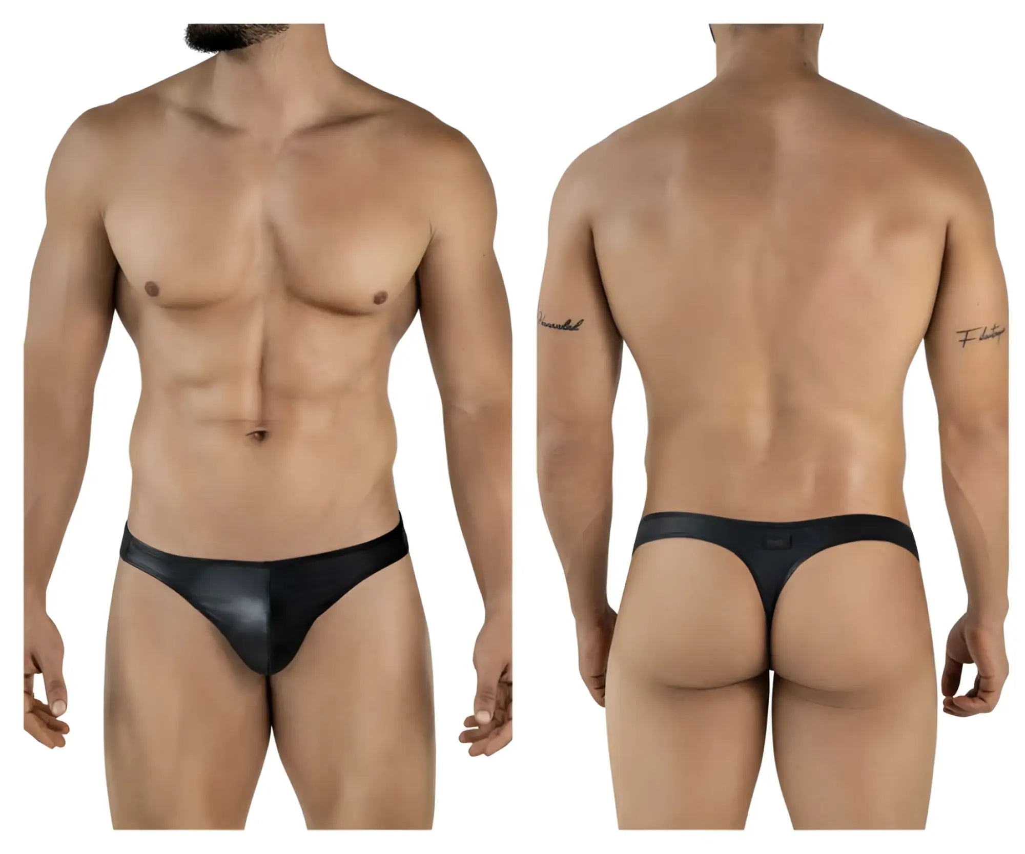 Black leather thong pikante pik 2119 candy thongs with sleek glossy finish and minimalistic design in black