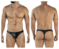 Black leather thong pikante pik 2119 candy thongs with sleek glossy finish and minimalistic design in black
