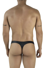 Black leather thong pikante PIK 2119 candy thongs with sleek minimalist design in color black front view