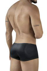Black glossy faux leather briefs with sleek form fitting design pikante pik 2120 gold cup trunks color black