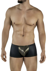 Pikante pik 2120 gold cup trunks black briefs with shiny gold metallic front panel for stylish comfort