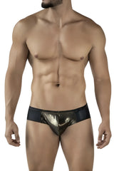 Pikante PIK 2122 gold cup briefs in black with shiny metallic gold and black sleek modern design briefs