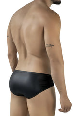 Black sleek glossy pikante PIK 2122 gold cup briefs with contrasting stitching for swimwear use