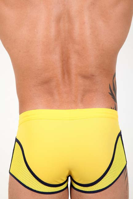 Pistol Pete Atomic Midcut Square Cut Trunk Swimwear Yellow MC507-880 Size S Pistol Pete Atomic Midcut Square Cut Trunk Swimwear Yellow MC507-880 Size S