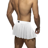 White pleated ring skirt tennis skirt with snug waistband and subtle branding for athletic wear