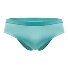 Plural pl006 briefs mint green bikini bottom with smooth satin finish and elastic waistband front view