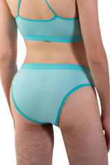Turquoise sheer mesh bra and briefs set with solid teal trim in plural pl006 briefs color mint green