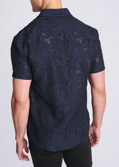 POSTMARC Lightweight Jaquard S/S Shirt - Navy