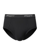 Black pov flyfront cotton brief showing the back side made from soft breathable cotton material