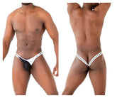 Ppu 2306 thong in white featuring black and white mesh with thin white trim for comfortable wear
