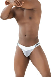 White men’s briefs ppu 2312 mesh bikini with sleek form-fitting design and black pp branding on waistband